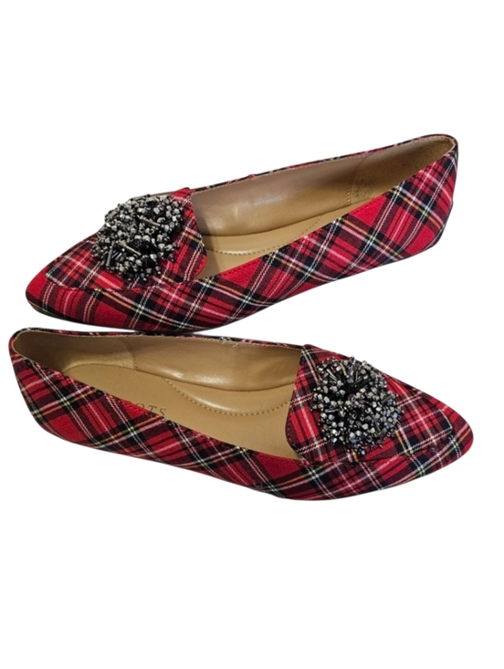Talbots Shoes - Talbots Francesca Pom-Pom Driving Flats - Tartan Plaid Preppy Classic Shoes 7M